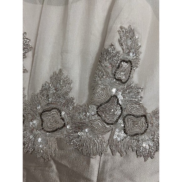 Kay Unger newyork 100%silk silver ivory thread-sequence work size 6 party dress - Picture 4 of 12